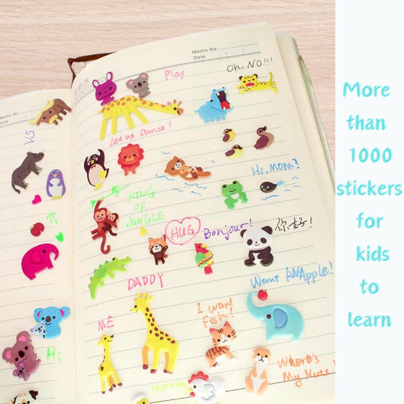 IMNEXT2U 3D Puffy Stickers for Kids Resuable Sticker for Toddler, Boys, Girls 4 Sheets - Mother Child Animals, Dogs, Cats, Elephant, Giraffe, Monkey, Sheep, Panda, Koala, Rabbit (Zoo) - Image 5